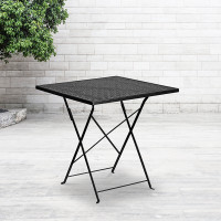 Flash Furniture CO-1-BK-GG 28'' Square Black Indoor-Outdoor Steel Folding Patio Table 